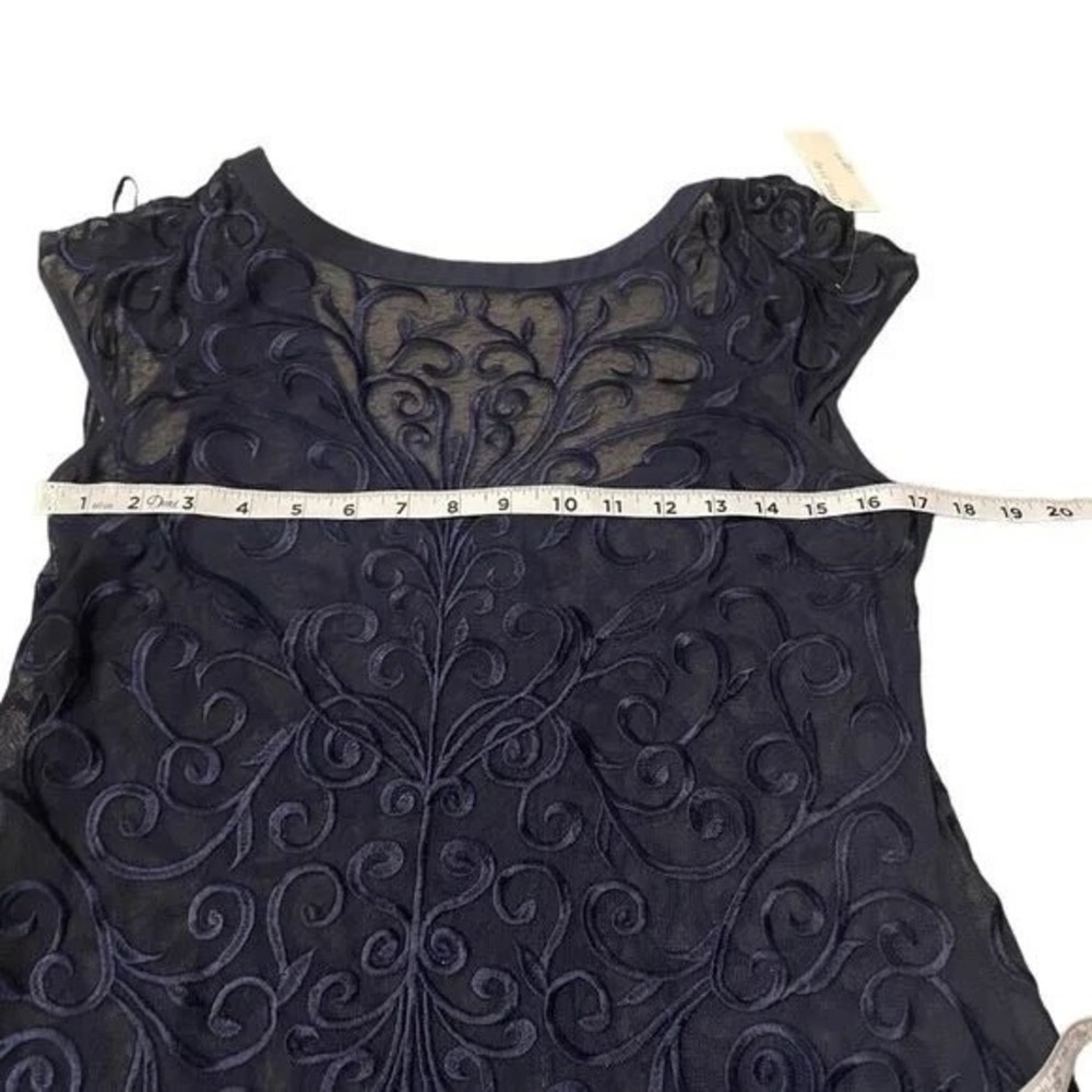 Floral Lace Ruffled Hem Sheath Blue Lace Sheath Dress by Jessica Simpson, Size 6 - Picture 6 of 6